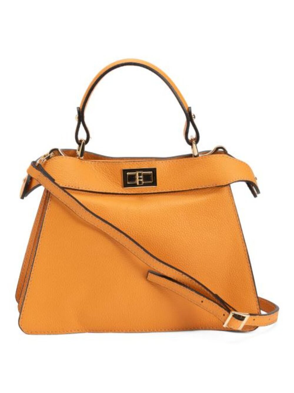 CHEVAL Made In Italy Leather 2 Compartment Turn Lock Satchel